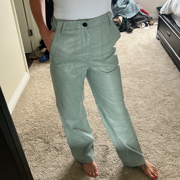Zara baby blue faux leather pant - Picture 5 of 8